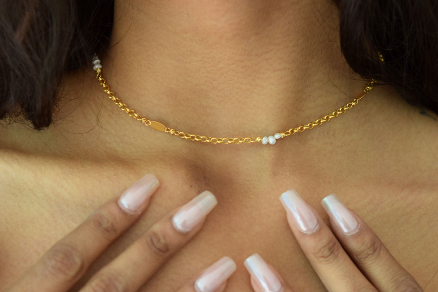 22K Chain with Pearl Details