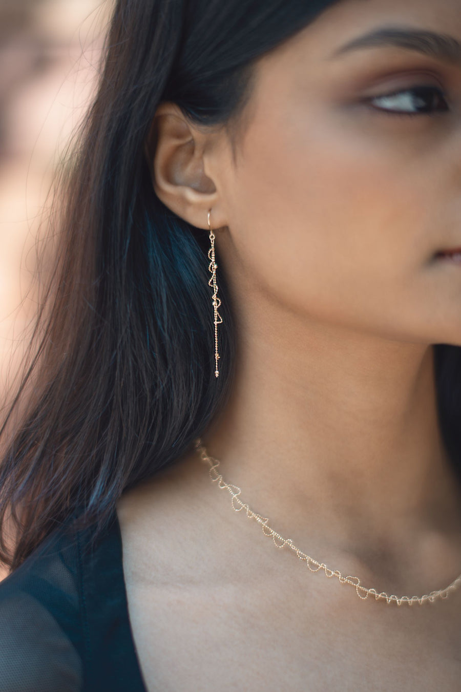 Abstract Dangle Gold Earrings