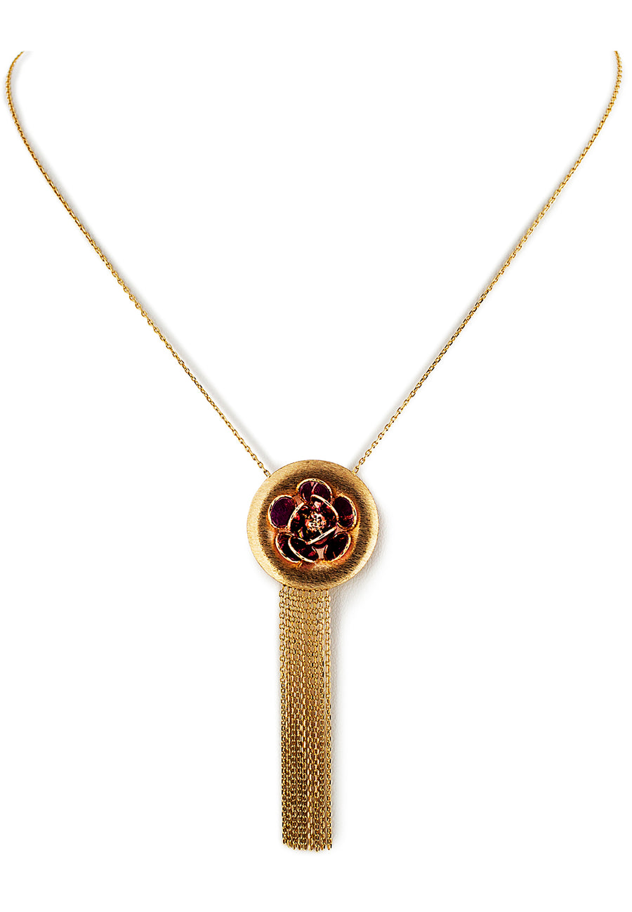 Gold Necklace Set with Pink Enameling - K.D. Jewelry Sf
