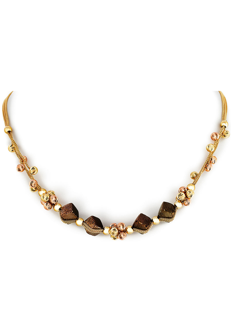 Yellow and Brown Gold Necklace Set - K.D. Jewelry Sf
