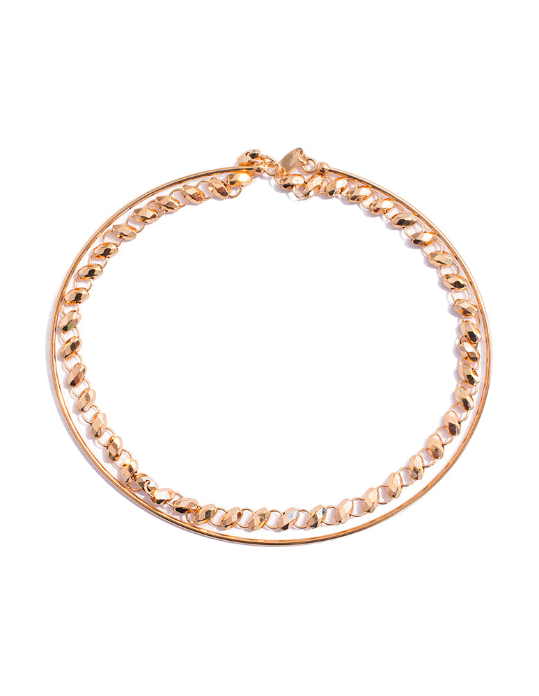 Snap on Two Layer Rose Gold Chain Bangle - K.D. Jewelry Sf