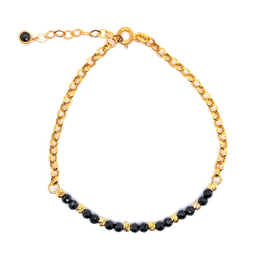Mixed Beads Bar 22K Gold Bracelet