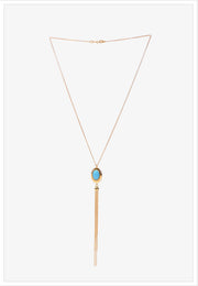 Gold and Blue Turquoise Necklace - K.D. Jewelry Sf