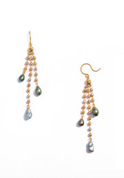 Keshi Pearl Tricolor Gold Earrings - K.D. Jewelry Sf