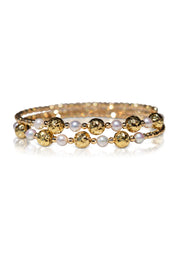 Two-Side Wear Gold and Akoya Pearl Spiral Bangle - K.D. Jewelry Sf