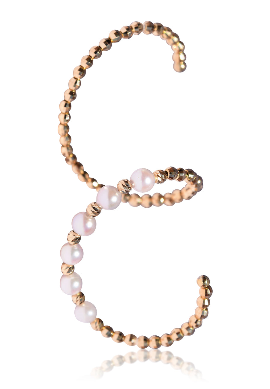 18K Yellow Gold and Akoya Pearl Spiral Ring - K.D. Jewelry Sf