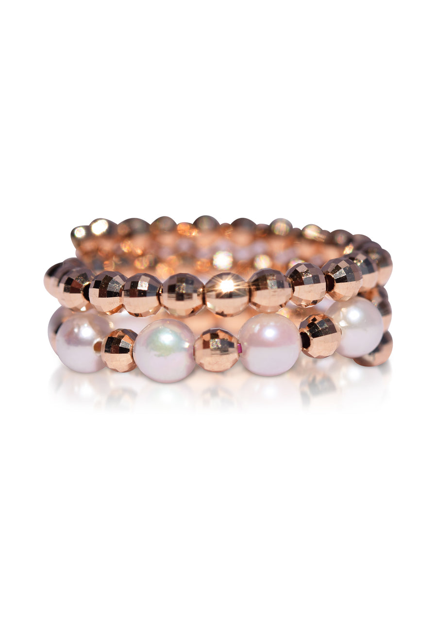 Two-Layer Rose Gold and Akoya Pearl Spiral Ring - K.D. Jewelry Sf