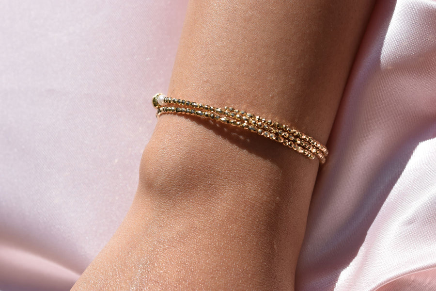 Two-Side Wear Gold and Akoya Pearl Spiral Bangle - K.D. Jewelry Sf