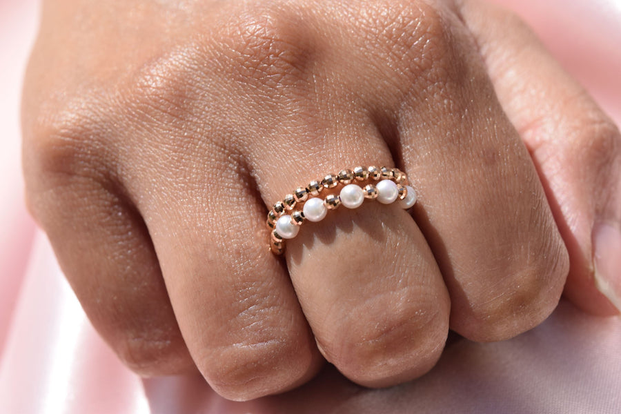18K Yellow Gold and Akoya Pearl Spiral Ring - K.D. Jewelry Sf