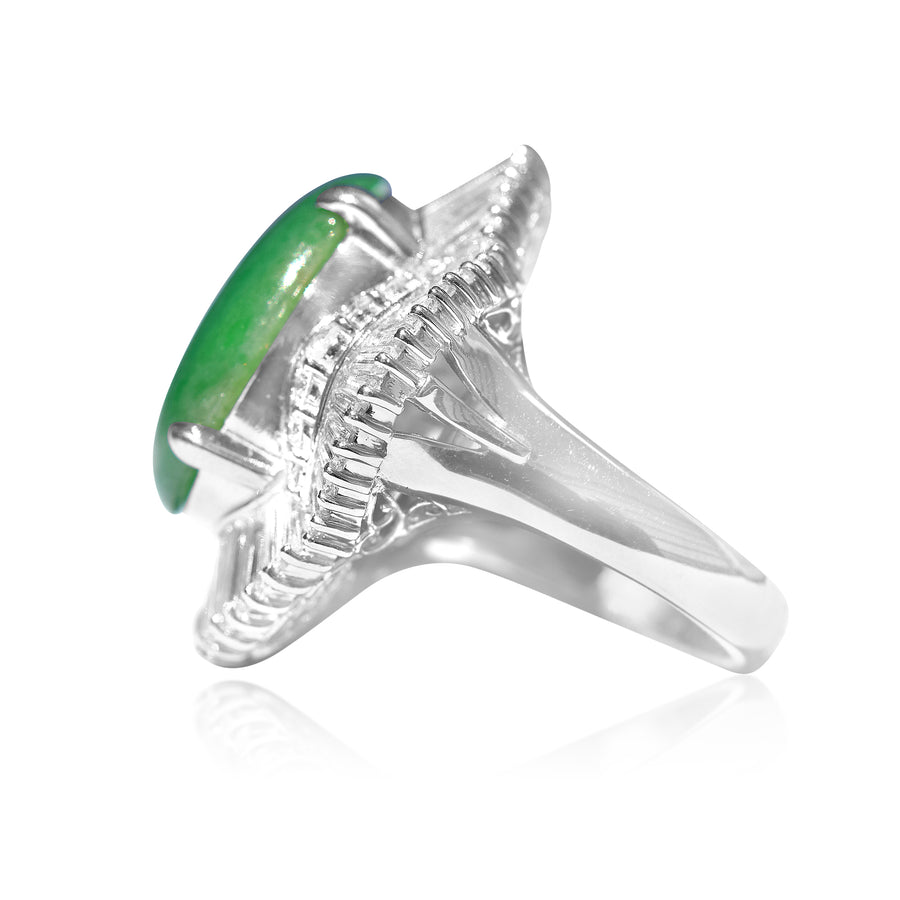 Jade Flower Diamond Ring