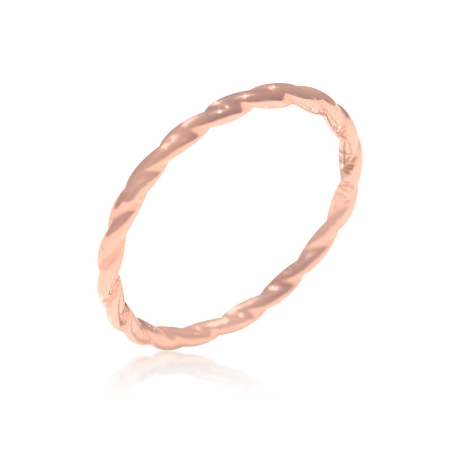 18K Rose Gold Rope Ring