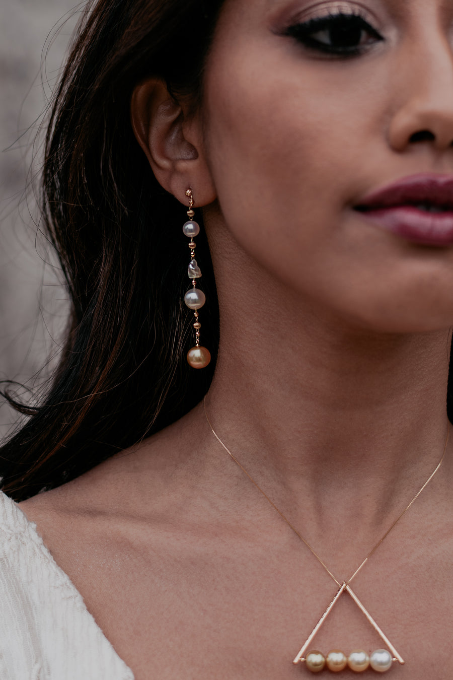 Mixed Pearl Dangle Earrings