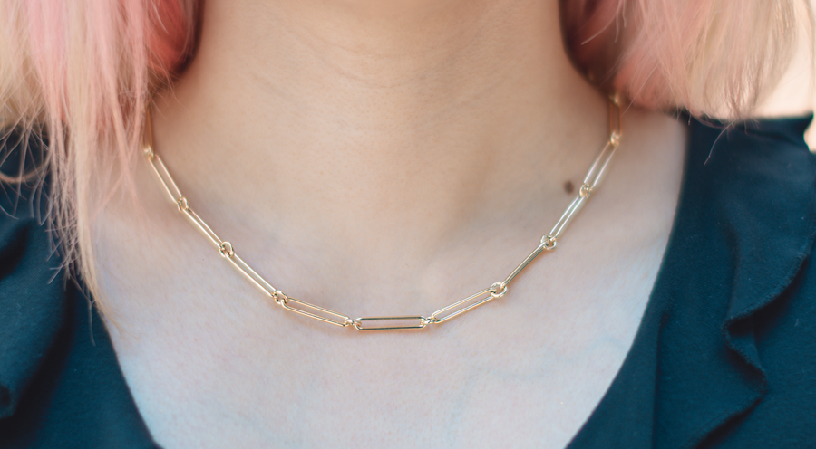 18k paperclip deals necklace