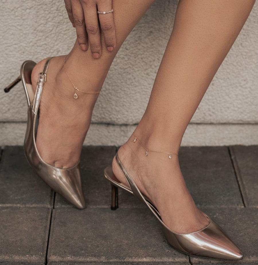 Rose Cut Diamond Anklet (Rose Gold)