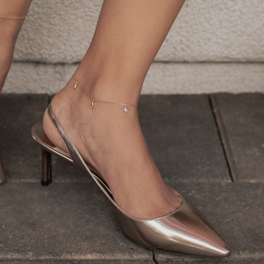 Rose Cut Diamond Anklet (Yellow Gold)