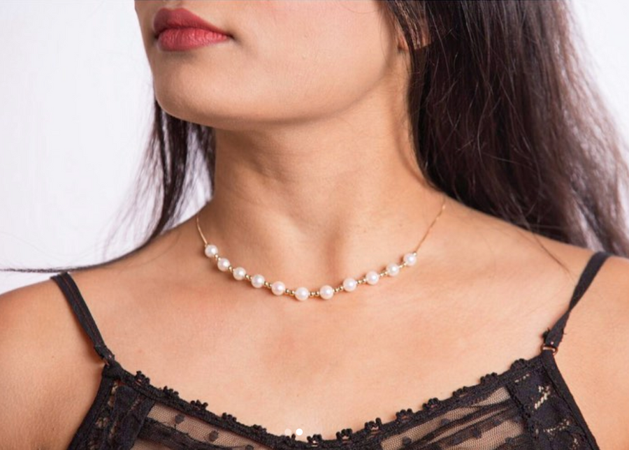 Adjustable Akoya Pearl Necklace (White Gold)