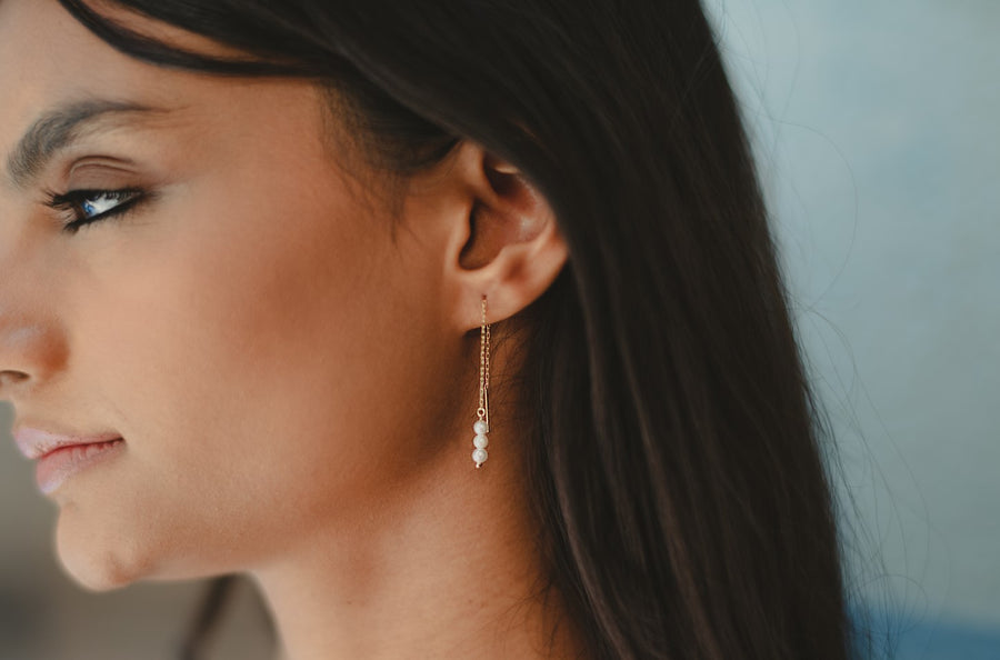 Akoya Pearl Needle Earrings