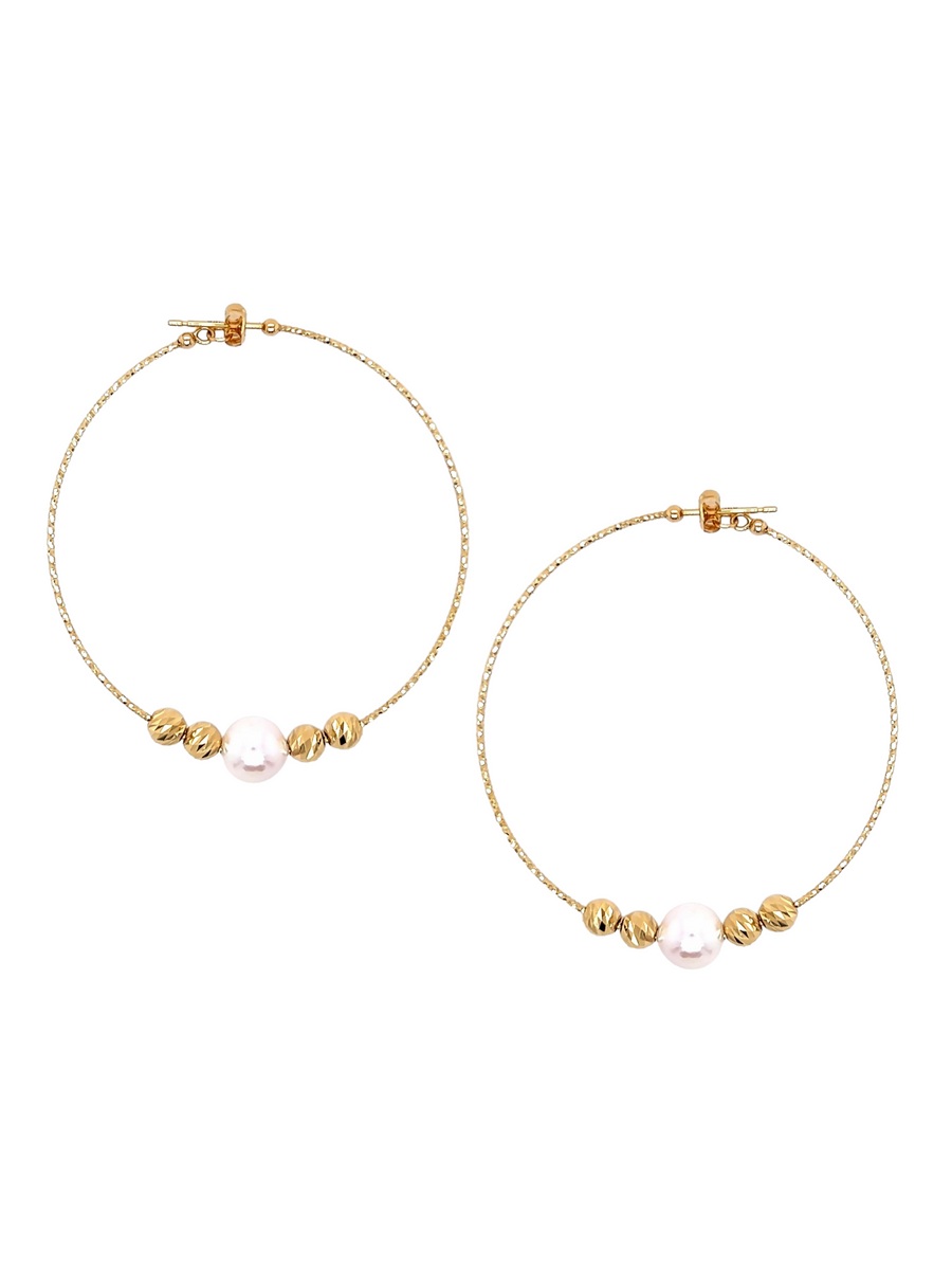 Pearl & Gold Bead Hoops