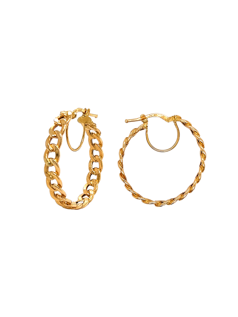 Thick Chain Link Gold Hoops