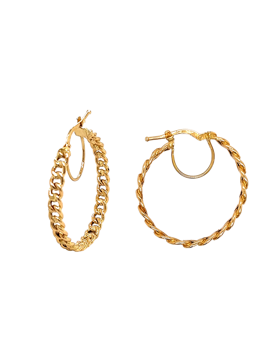Thin Chain Link Gold Hoops