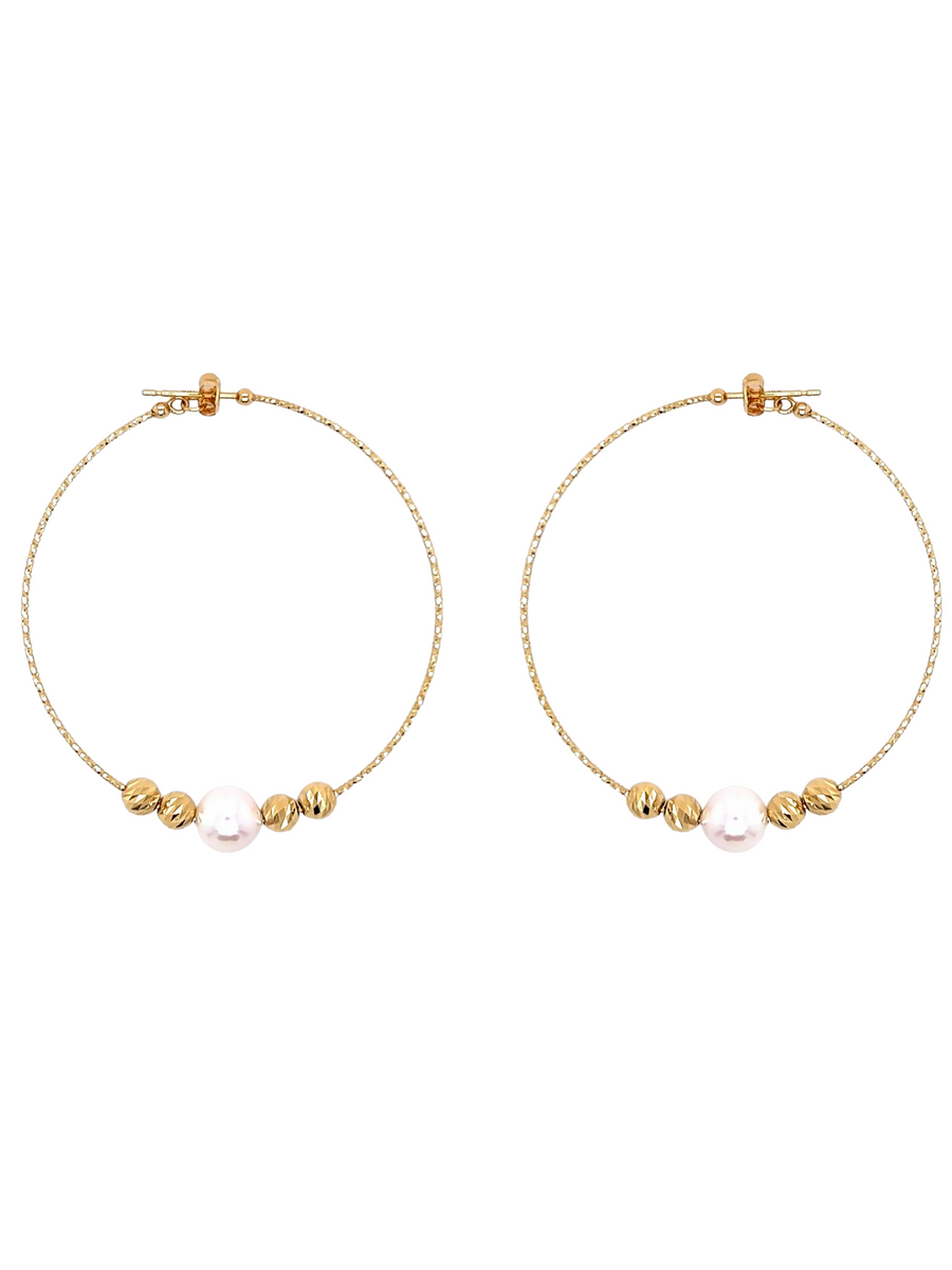 Pearl & Gold Bead Hoops